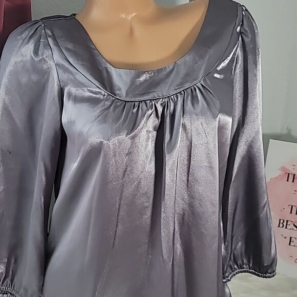 1710  NOTATIONS Gray Long Sleve Blouse Size M - Picture 3 of 4